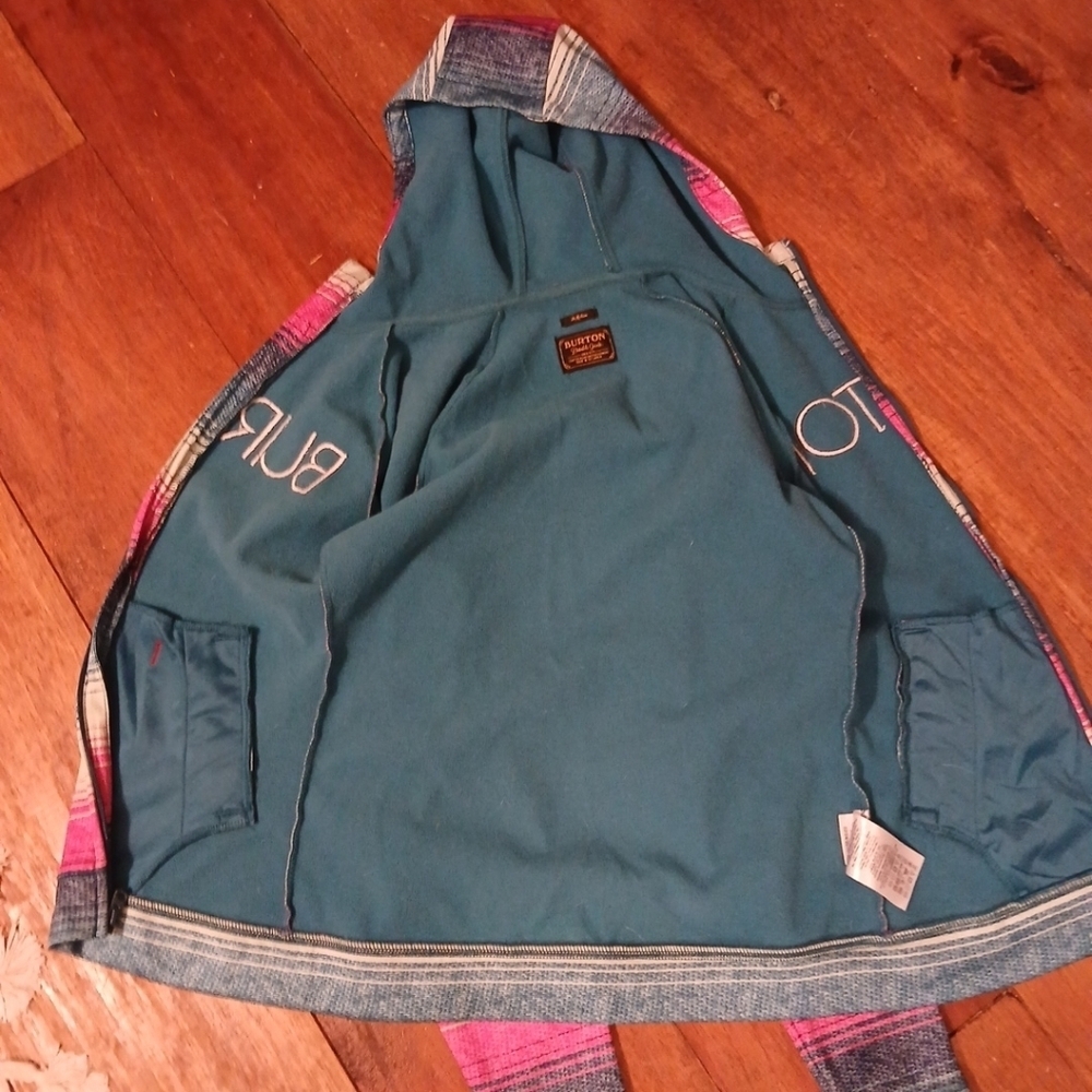 Burton WB Peak Zip Striped Cool Weather Hoodie Spell-Out Pockets Size MEDIUM - Picture 6 of 10